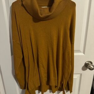 New Directions Mustard Cowl Neck Sweater